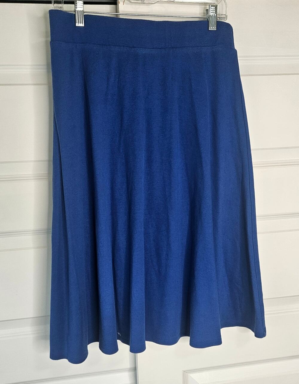 Vintage 90s Lands End Interlock Cotton Knit Midi Skirt M 10-12 Blue